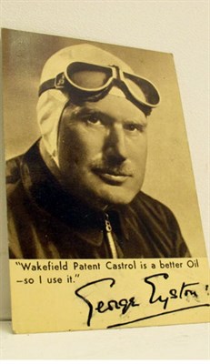Lot 141 - A Signed Publicity Postcard for 'George Eyston in Cooperation with Castrol Oil'