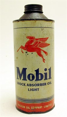Lot 157 - A Quart-Capacity Cylindrical Oil Can for 'Mobil'