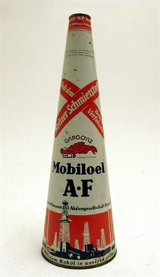 Lot 158 - A Cone-Shaped Pictorial Oil can for 'Mobiloil AF-Grade Vacuum' Oils
