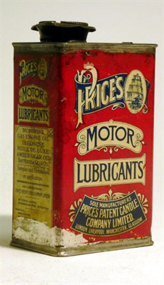 Lot 184 - A Half-Gallon Capacity Oil Can for 'Price's Motor Lubricants'