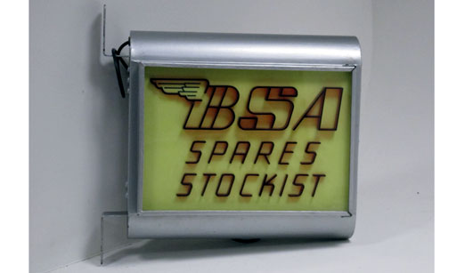 Lot 199 - A 'BSA Spares Stockist' Illuminated Lightbox