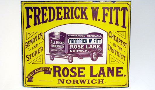 Lot 204 - 'Frederick. W. Fitt Furniture Removals' Pictorial Enamel Advertising Sign