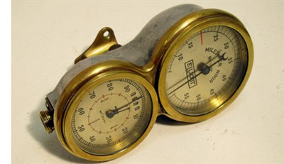 Lot 302 - A Rare Brass Double 'Elliott Brothers' Speedometer/Odometer