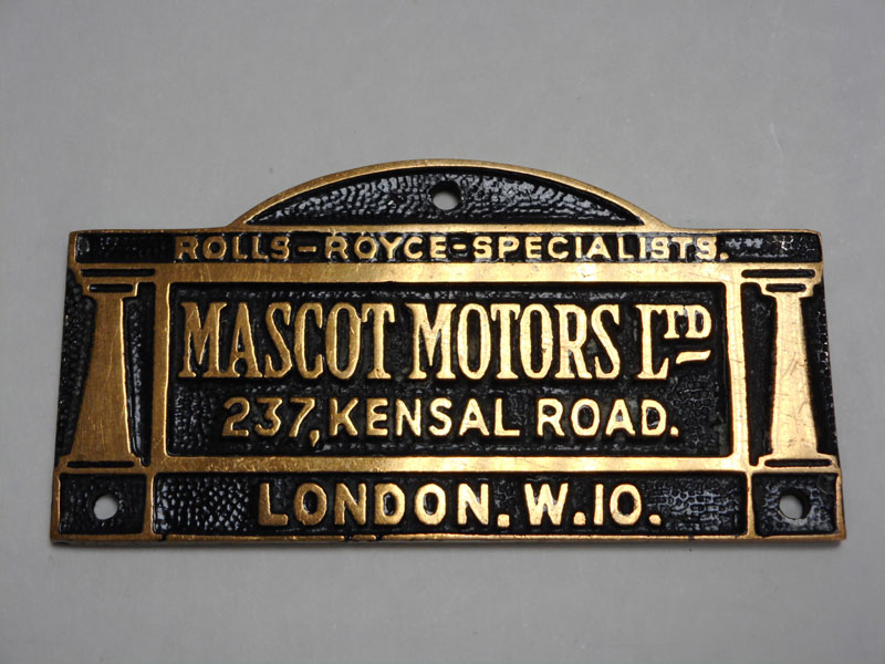 Lot 94 - 'Mascot Motors' Dashboard Suppliers Plaque
