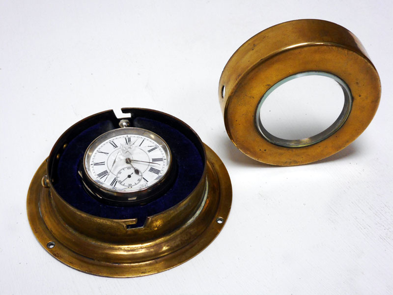 Lot 155 - A Brass Bulkhead-Mounted Pocket Watch