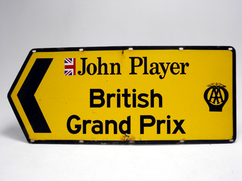 Lot 180 - AA Enamel Road Sign from the 1976 British Grand Prix