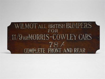Lot 31 - 'Wilmot British Bumpers' Advertising Sign