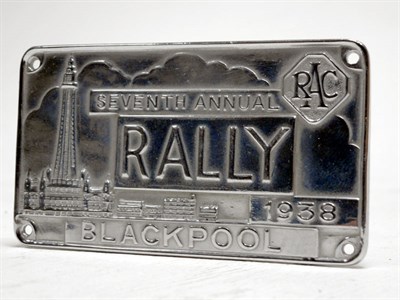 Lot 249 - Royal Automobile Club Blackpool Rally Competitor's Plaque, 1938