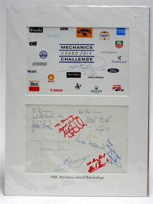Lot 284 - 1988 Mechanics Grand Prix Club Menu (Signed)