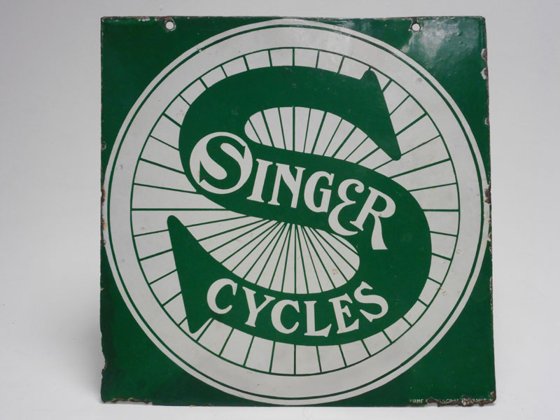 Lot 113 - A Rare Singer Cycles Enamel Sign