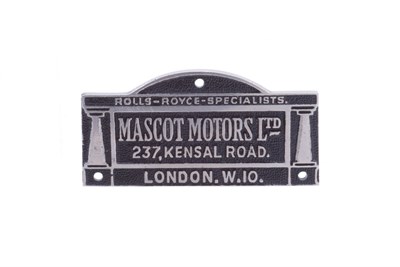 Lot 265 - Rolls-Royce 'Mascot Motors' Dashboard Plaque