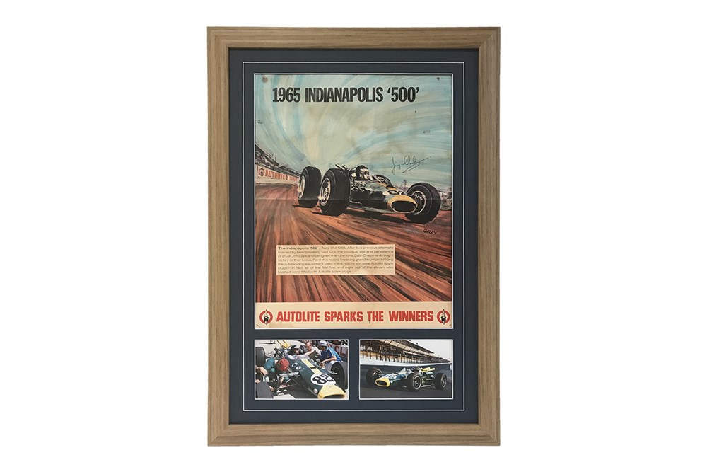 Lot 104 - A Rare Jim Clark Indianapolis Poster, 1965 (Signed)