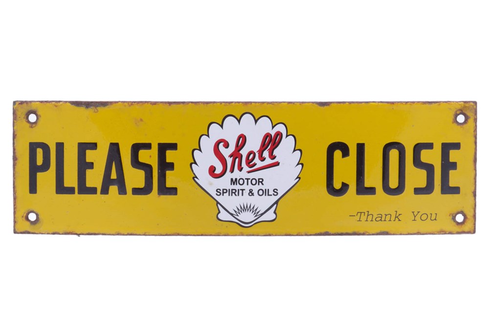 Lot 40 - A Shell 'Please Close' Enamel Sign