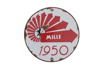 Lot 277 - A Mille Miglia Enamel Route Marker Sign