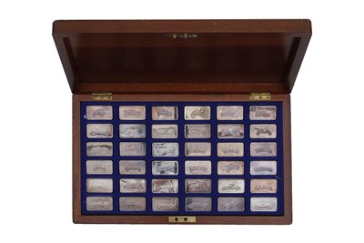 Lot 218 - A Cased Set of Sterling Silver Commemorative Motoring Ingots by John Pinches, 1970s