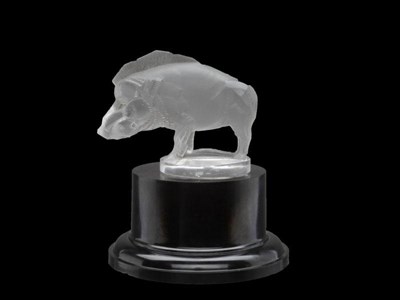 Lot 363 - A 'Sanglier' Glass Accessory Mascot by Rene Lalique