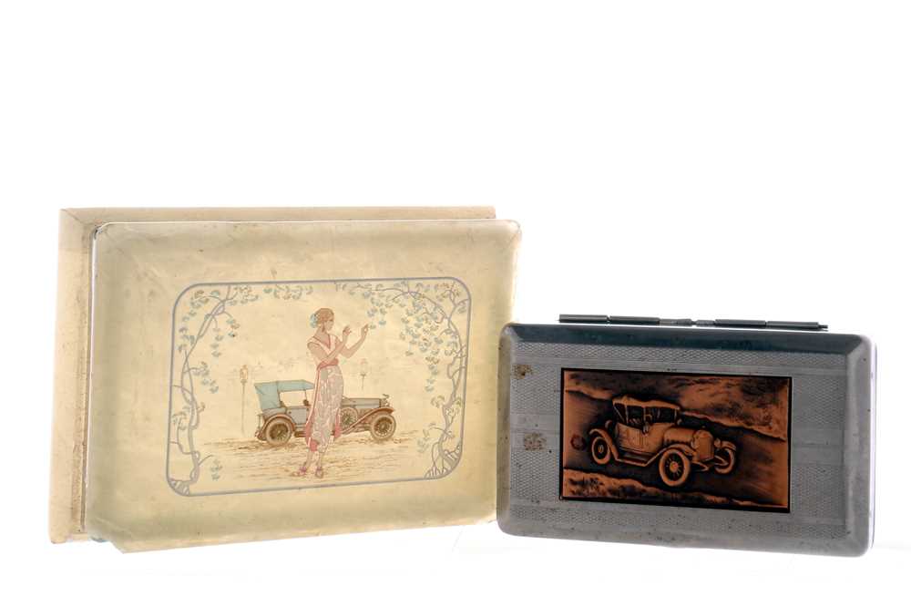 Lot 77 - A Cigarette Box Depicting an Early Motoring Scene in Relief