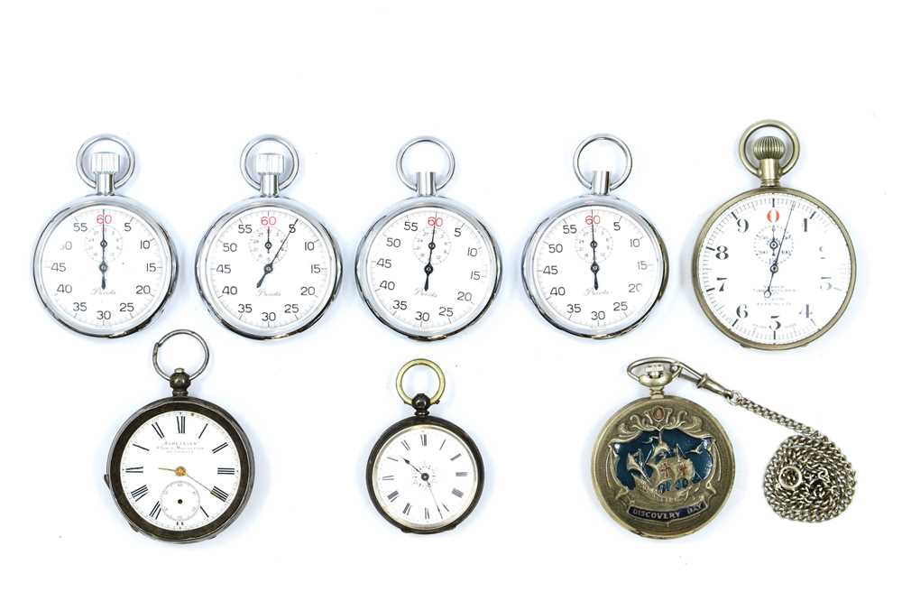 Lot 305 - Five Stopwatches and Three Pocket Watches