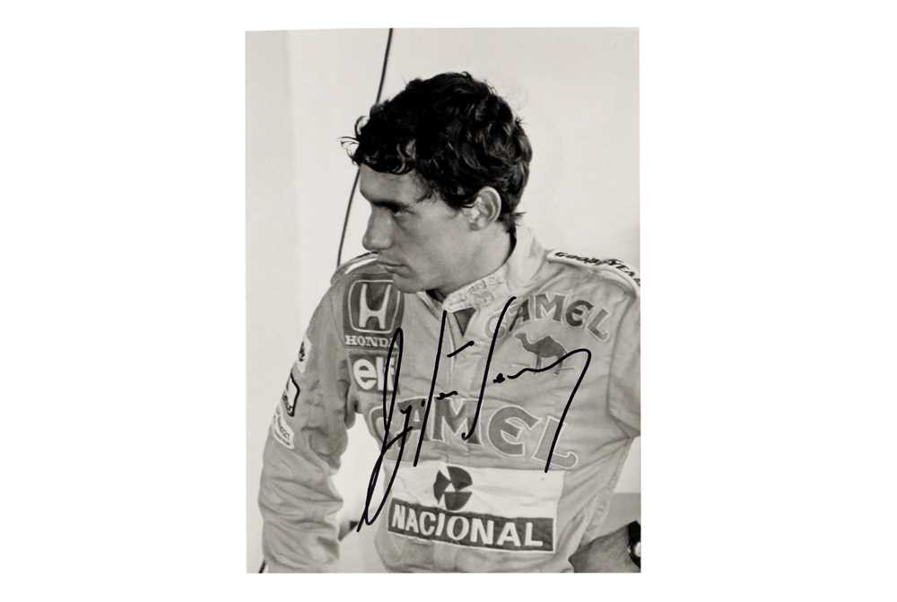 Lot 360 - Ayrton Senna Signed Monochrome Publicity Photograph, 1987