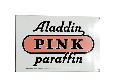 Lot 380 - Aladdin Pink Paraffin Enamel Sign