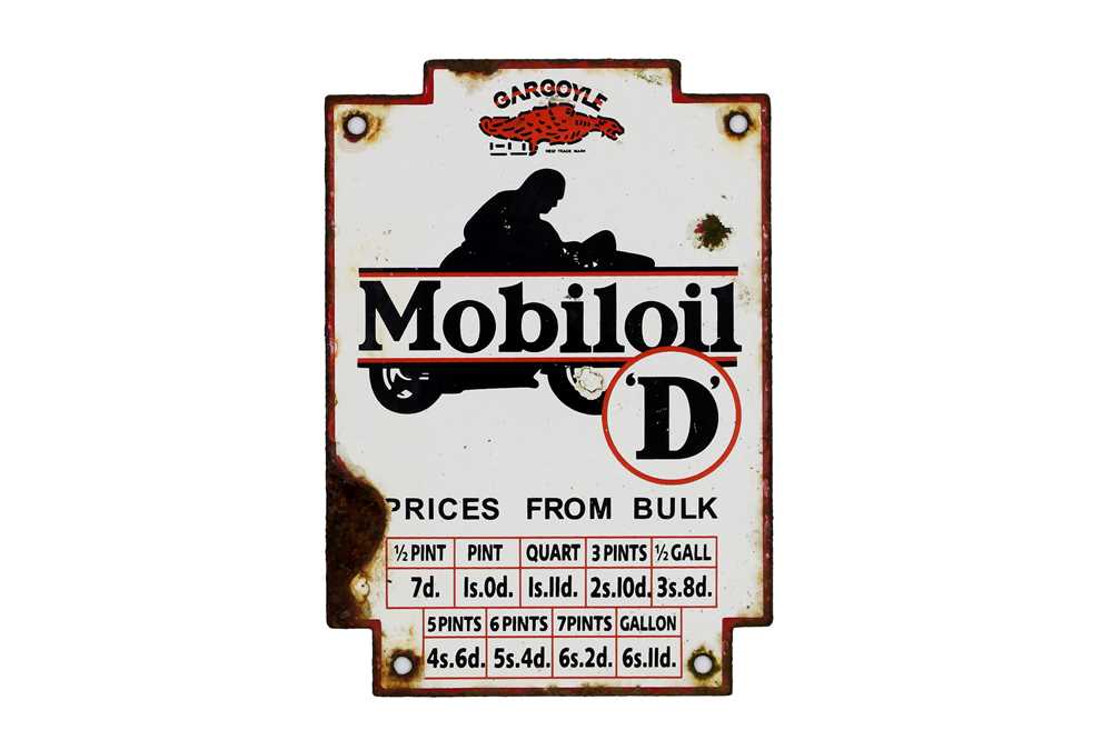 Lot 391 - Mobiloil Enamel Sign