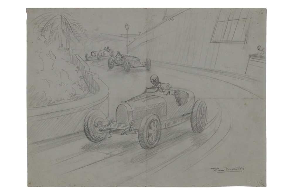 Lot 426 - Bugatti Monaco Grand Prix - An Original Artwork Sketch by Roy Nockolds