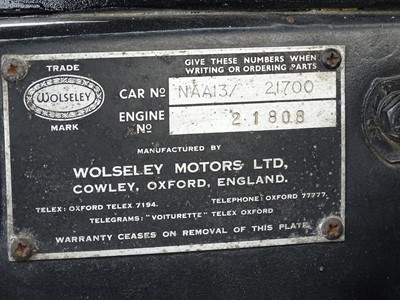 Lot 356 - 1955 Wolseley 4/44 Saloon
