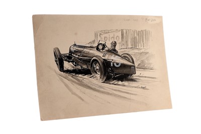 Lot 178 - George Lane – Original Artwork FIAT 806 Racing Car
