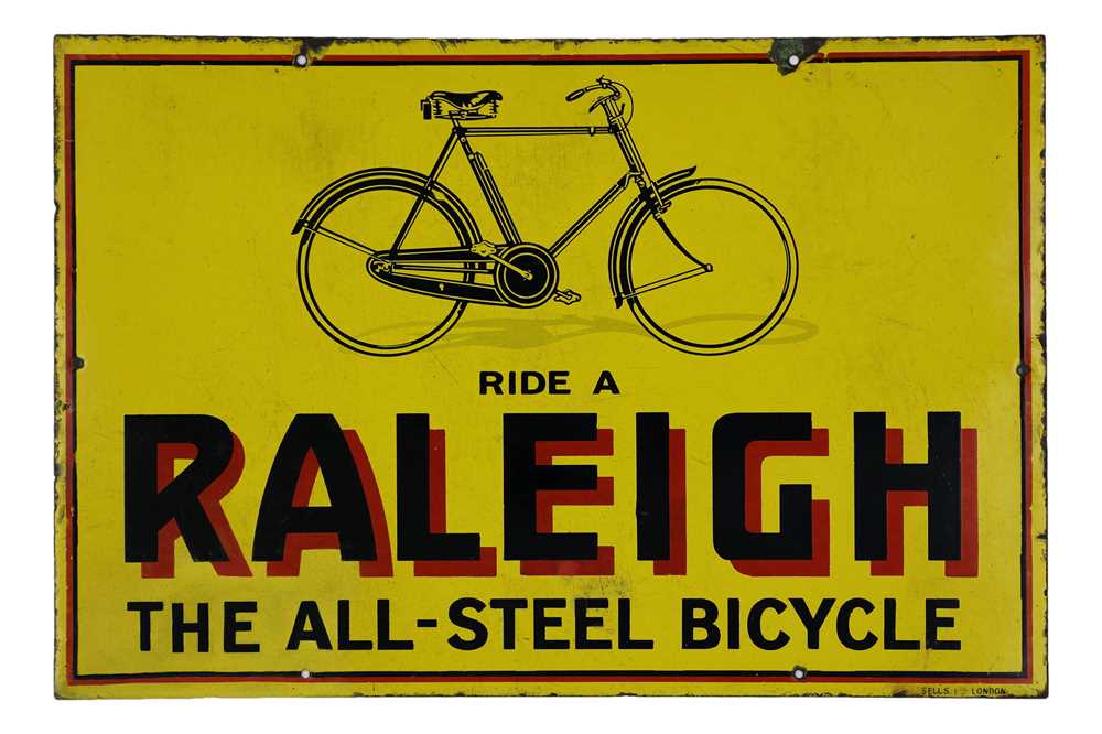 Lot 3 - Ride A Raleigh - 'The All-Steel Bicycle' Enamel Sign