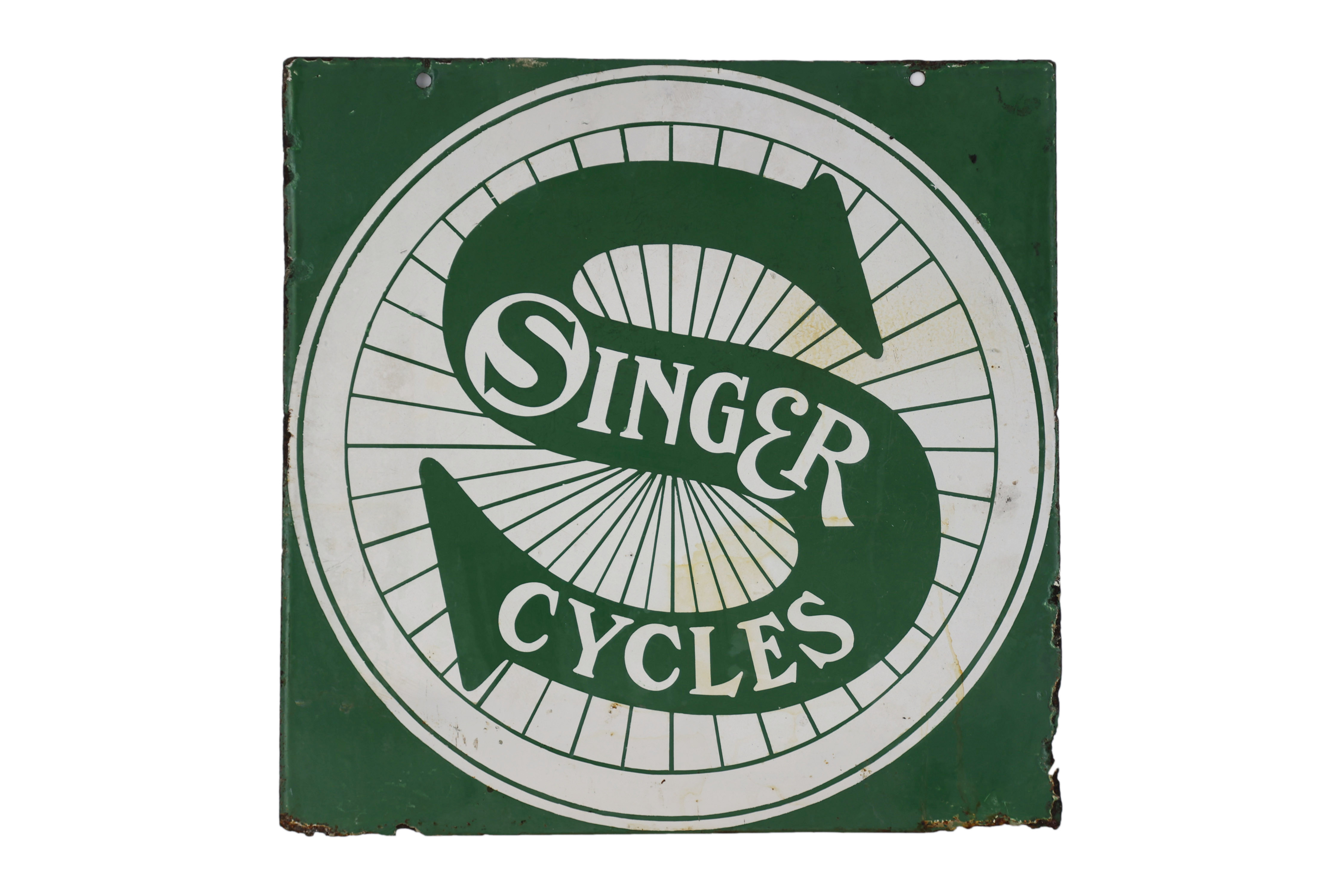 Lot 19 - Singer Cycles Enamel Sign
