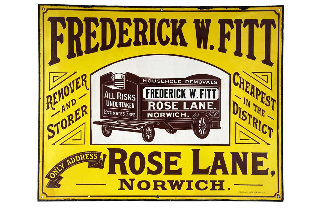 Lot 29 - Rare Frederick W. Fitt Remover and Storer Enamel Sign