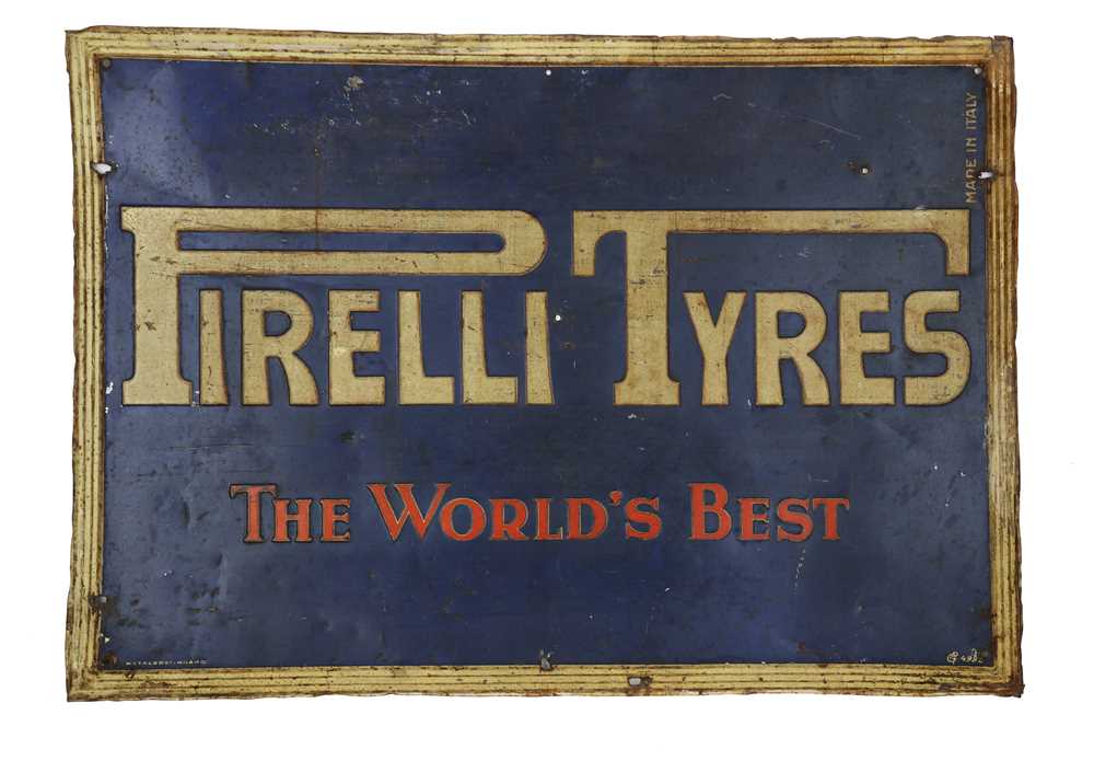Lot 42 - A Rare and Unusual Pressed Tin Pirelli Tyres Advertising Sign