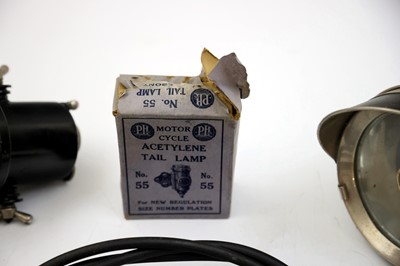 Lot 61 - An Unrepeatable Boxed and New Old Stock Powell and Hanmer Boxed Acetylene Motorcycle Lighting Set