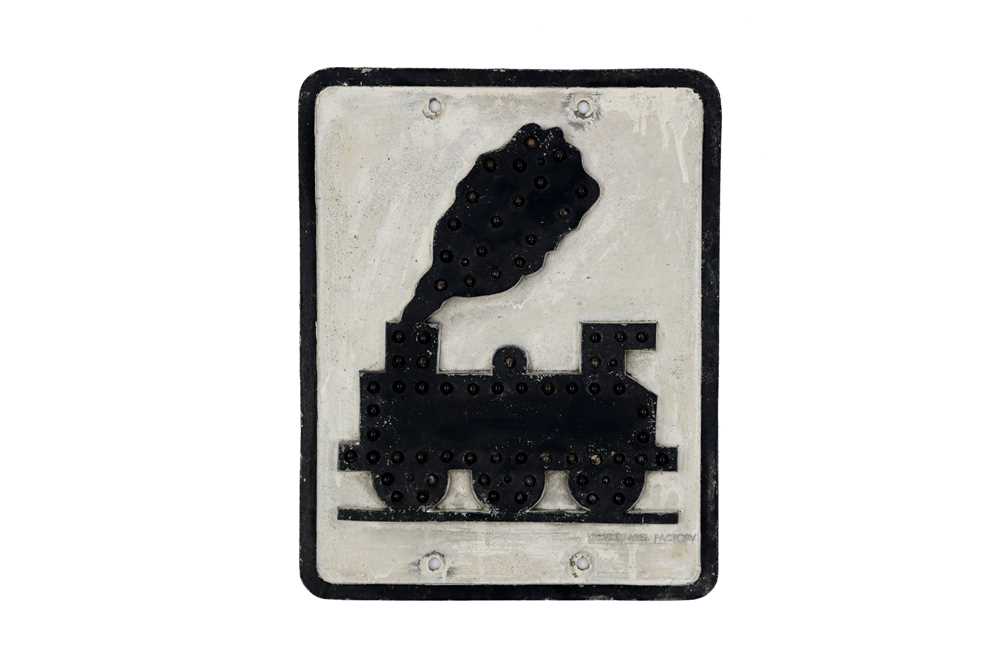 Lot 74 - A Rare and Early 'Trains Crossing' Road Sign