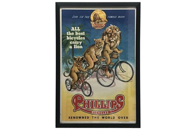 Lot 271 - A Rare Phillips ‘Three Lions’ Bicycles Advertising Poster