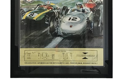 Lot 272 - A Rare 1960 Grand Prix of Germany Advertising Poster – Signed by Five Competitors