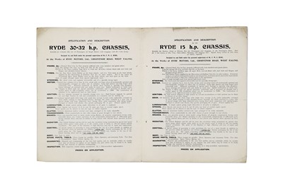 Lot 277 - A Rare Sales Brochure for Ryde Motors, 1905