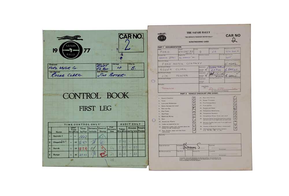 Lot 326 - Roger Clark and Jim Porter Rally Entrant Paperwork