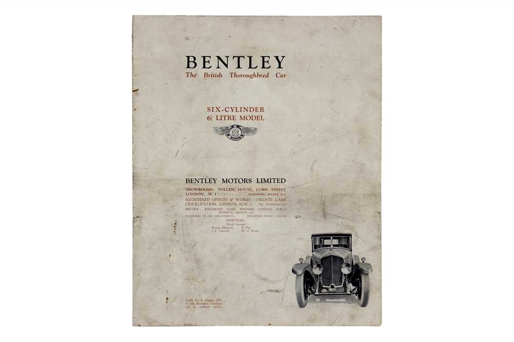 Lot 361 - A Rare Bentley Six-Cylinder 6.5 litre Model Sales Brochure