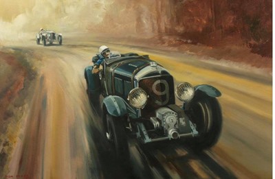 Lot 368 - Dion Pears (1929-1985) - Le Mans 1930 (Sir Henry ‘Tim’ Birkin Bentley 4 ½ Supercharger racing Rudolf Carraciola Mercedes SSK Supercharger)