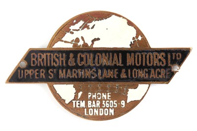 Lot 257 - British & Colonial Motors LTD Dashboard Plaque, c1920s