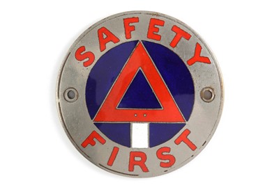 Lot 259 - Safety First Badge Plaque, c1920s
