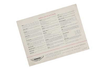 Lot 61 - Aston Martin DB MK3 Sports Saloon Sales Brochure