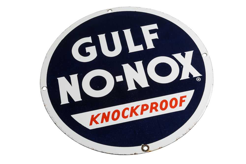 Lot 390 - Gulf No-Nox ‘Knockproof’ Enamel Pump Sign