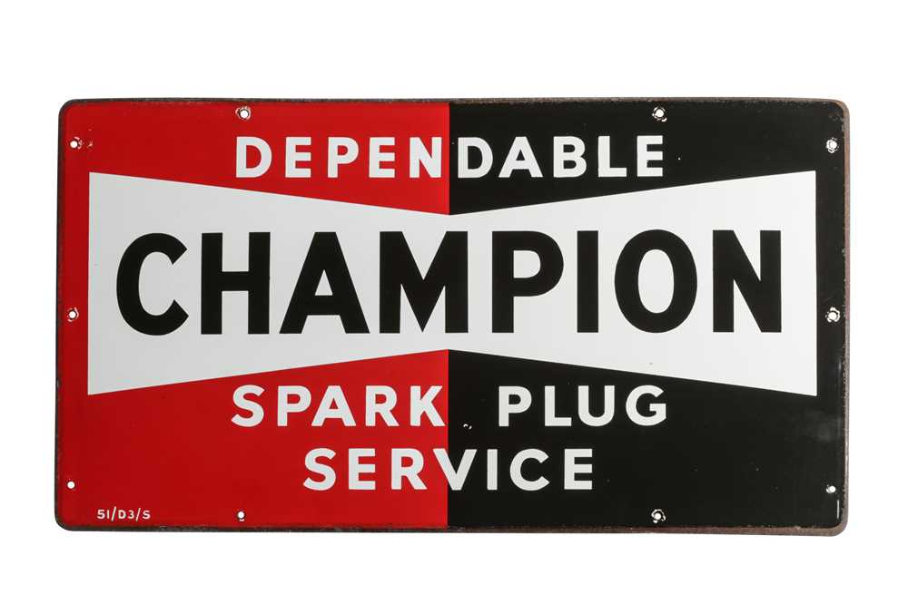 Lot 392 - Dependable Champion Spark Plug Service Enamel Sign