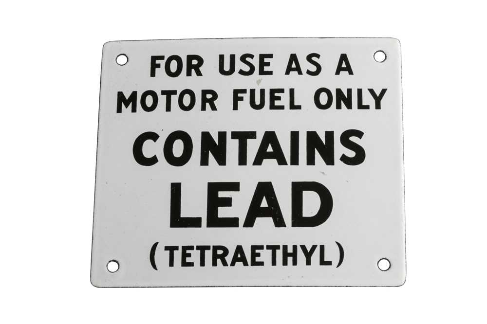 Lot 402 - 'Contains Lead' Enamel Pump Sign