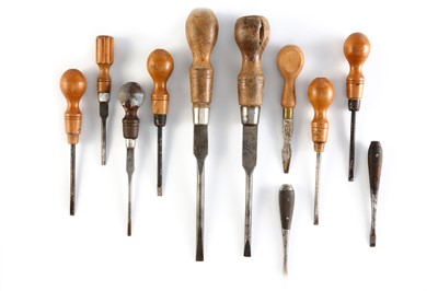 Lot 325 - Eleven Early Wooden-Handled Screwdrivers