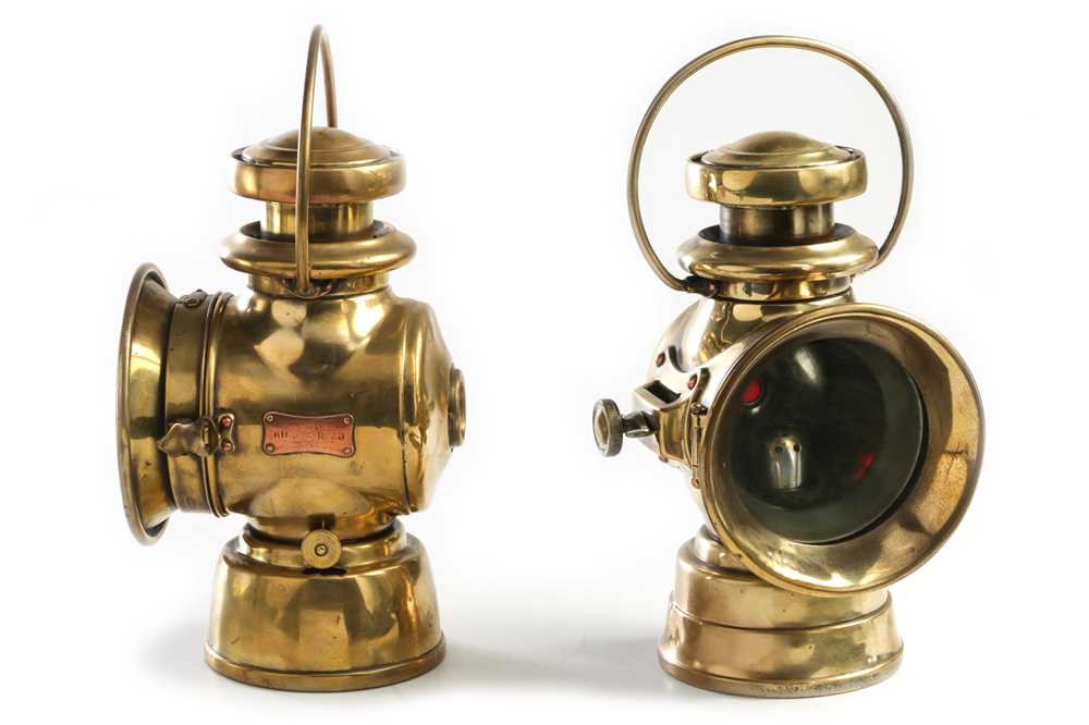Lot 161 - Two 'Lucas King of the Road' Brass Sidelamps