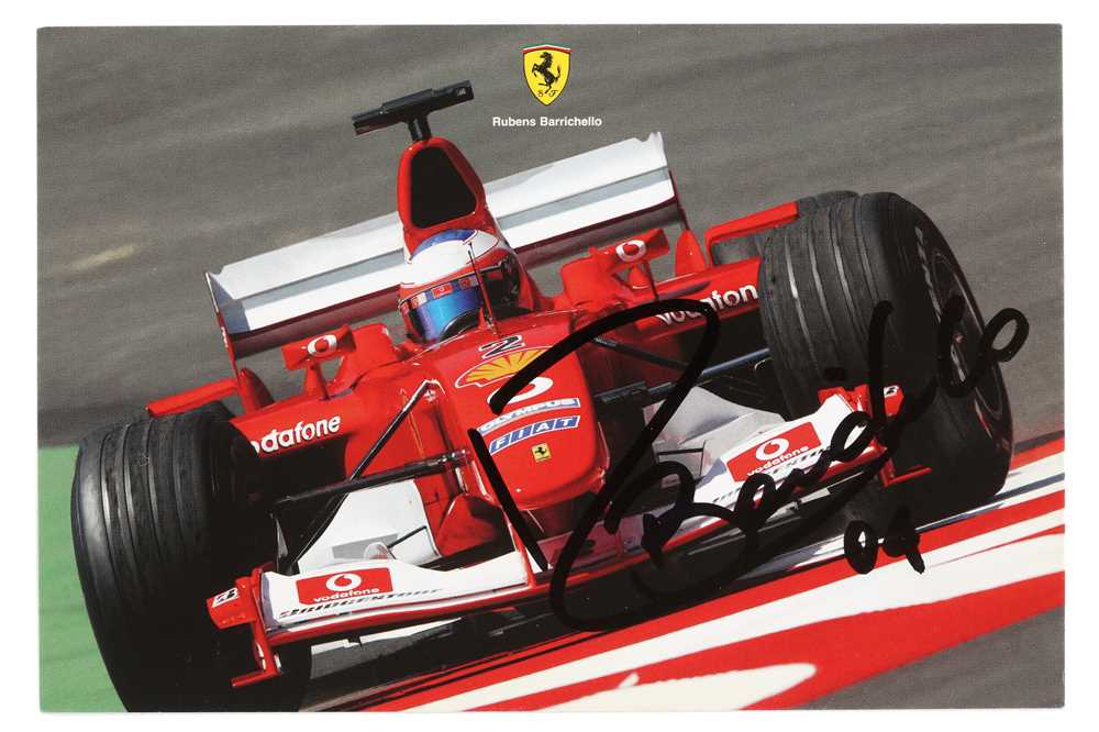 Lot 440 - Rubens Barrichello Signed Official Ferrari Postcard