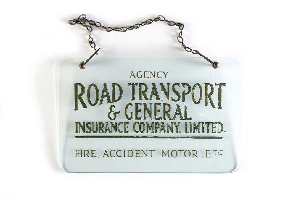 Lot 164 - Road Transport & General Insurance Co. Glass Advertising Sign